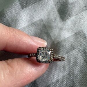 Pandora Rose Gold Square Sparkle Ring Size 7